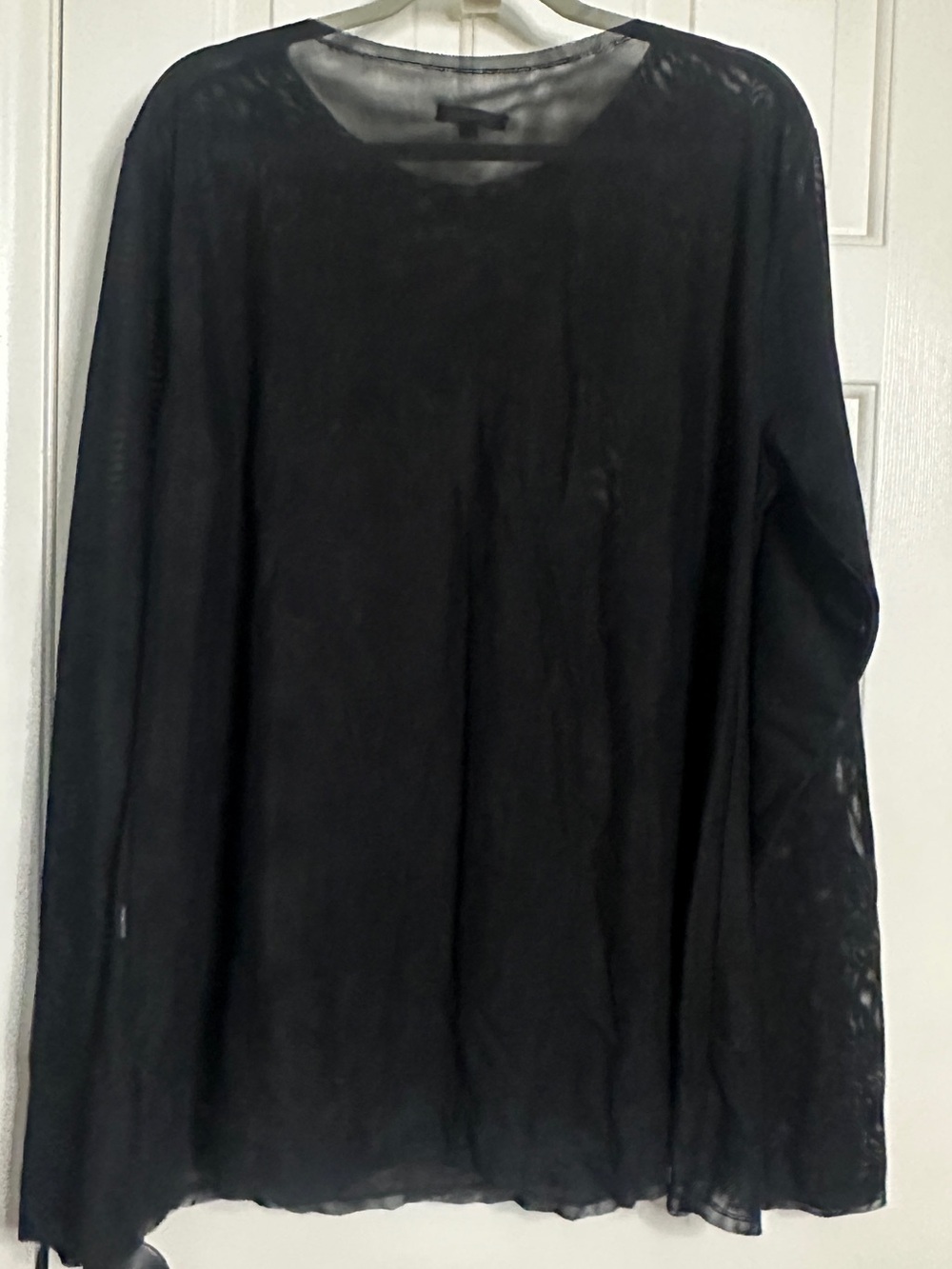 A’nue Ligne Black Sheer Long-Sleeve Blouse XL - Picture 3 of 9